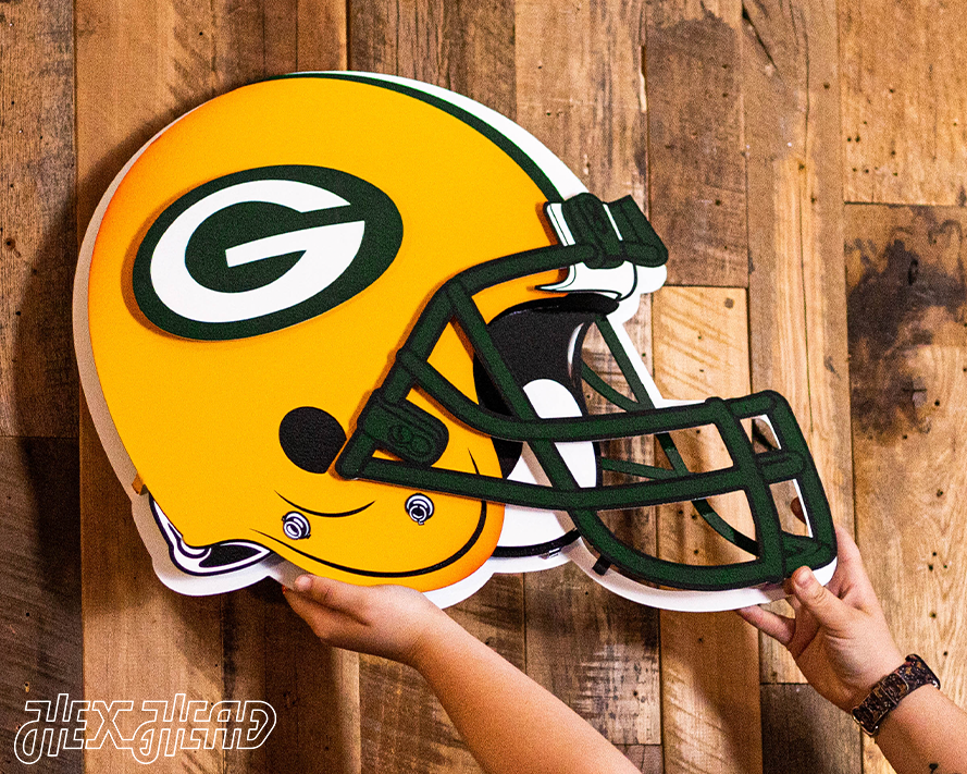 BLITZ Collection - 8 Layer Green Bay Packers Helmet 3D Vintage Metal Wall Art