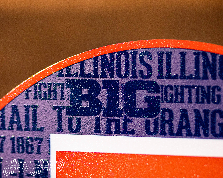 Illinois Fighting Illini Block "I" in ORANGE CRAFT SERIES 3D Vintage Metal Wall Art