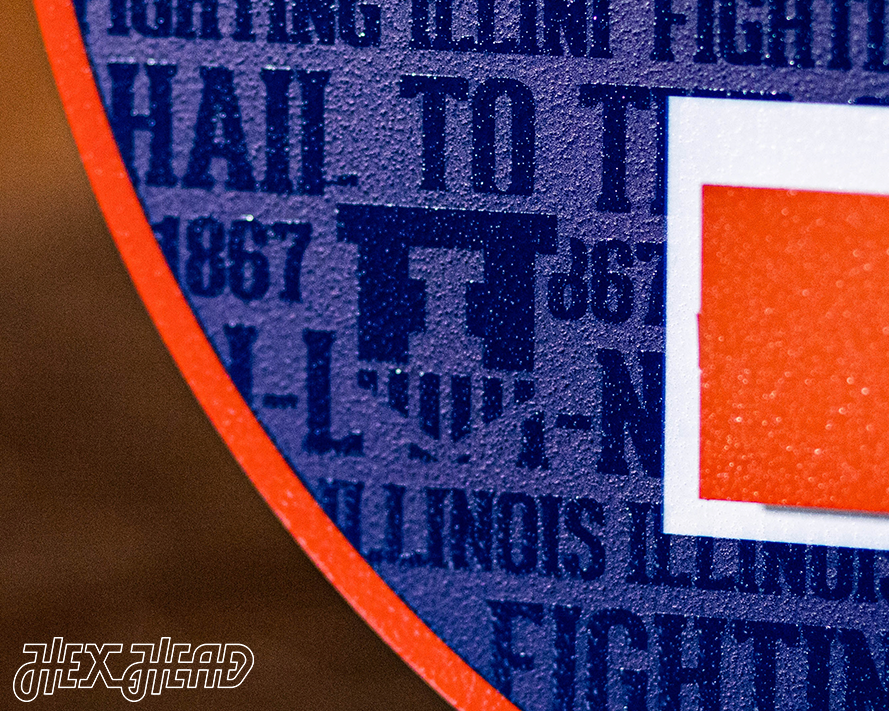 Illinois Fighting Illini Block "I" in ORANGE CRAFT SERIES 3D Vintage Metal Wall Art