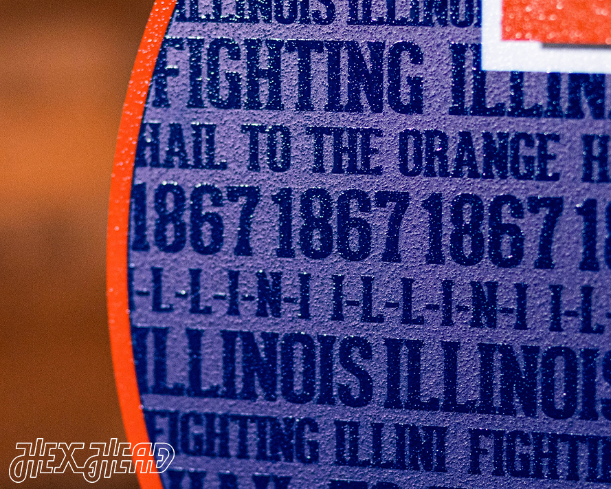 Illinois Fighting Illini Block "I" in ORANGE CRAFT SERIES 3D Vintage Metal Wall Art