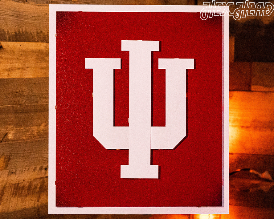 Indiana Hoosiers Trident White 3D Vintage Metal Wall Art