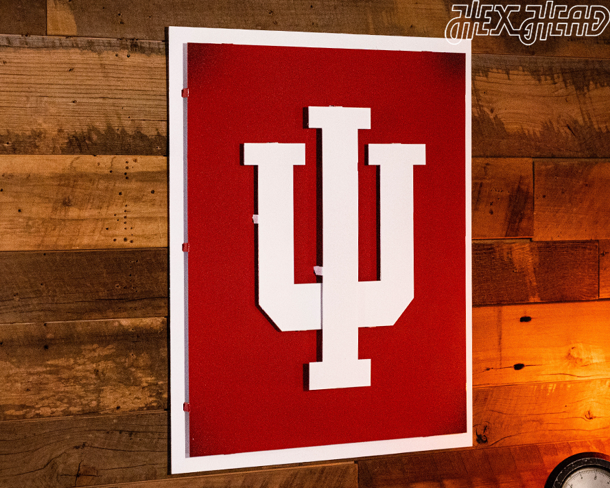 Indiana Hoosiers Trident White 3D Vintage Metal Wall Art