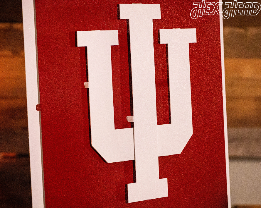 Indiana Hoosiers Trident White 3D Vintage Metal Wall Art