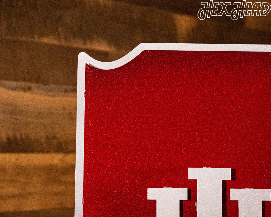 Indiana Hoosiers Trident on State 3D Vintage Metal Wall Art