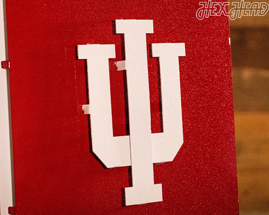 Indiana Hoosiers Trident on State 3D Vintage Metal Wall Art