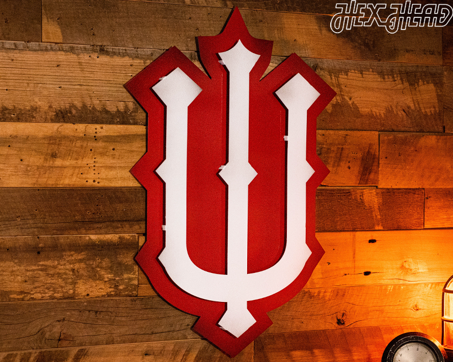 Indiana Hoosiers "1900's Baseball Trident" 3D Vintage Metal Wall Art