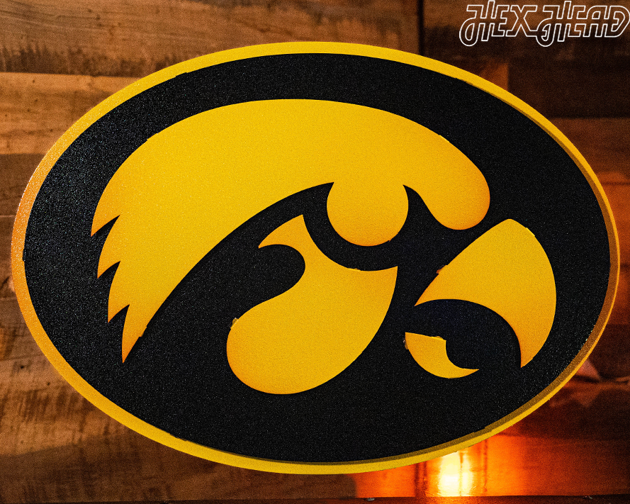 Iowa-Hawkeyes-Tigerhawk-Logo-Dimensional-College-Wall-Art - College Wall Art