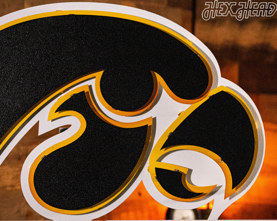 Iowa Hawkeyes Mascot with "HAWKEYES" 3D Metal Wall Art