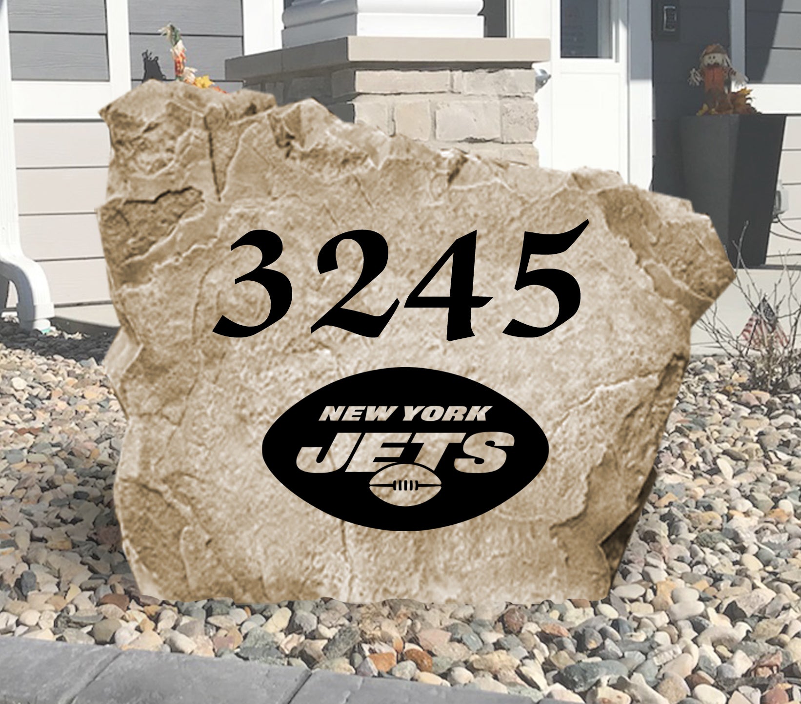 New York Jets Design-A-Stone Landscape Art Address Stone