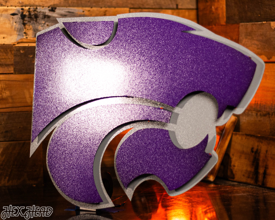 Kansas State Wildcat Mascot 3D Vintage Metal Wall Art