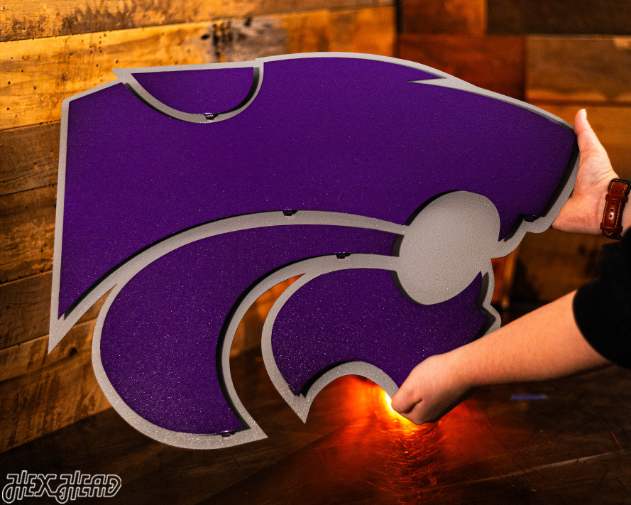 Kansas State Wildcat Mascot 3D Vintage Metal Wall Art