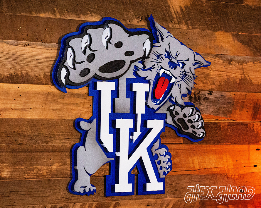 Kentucky "Wildcat over UK" 1989-94, 3D Vintage Metal Wall Art