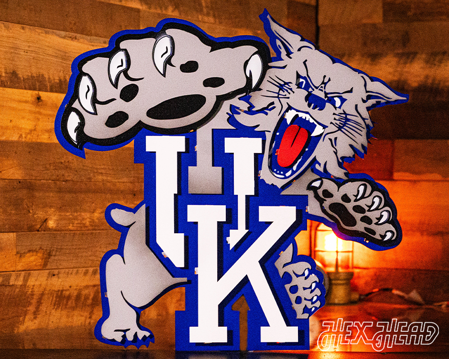 Kentucky "Wildcat over UK" 1989-94, 3D Vintage Metal Wall Art