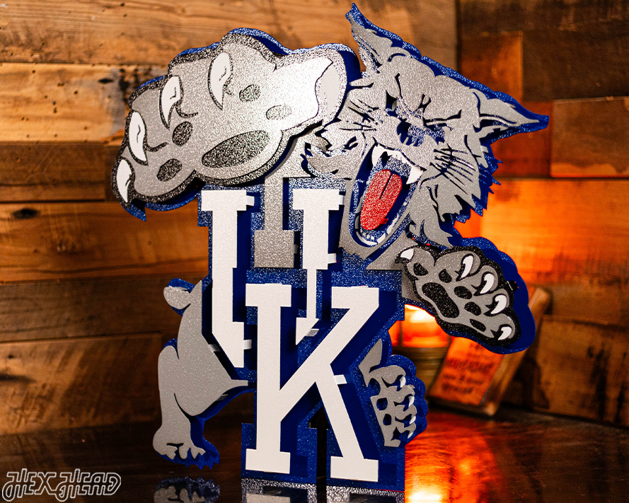 Kentucky "Wildcat over UK" 1989-94, 3D Vintage Metal Wall Art