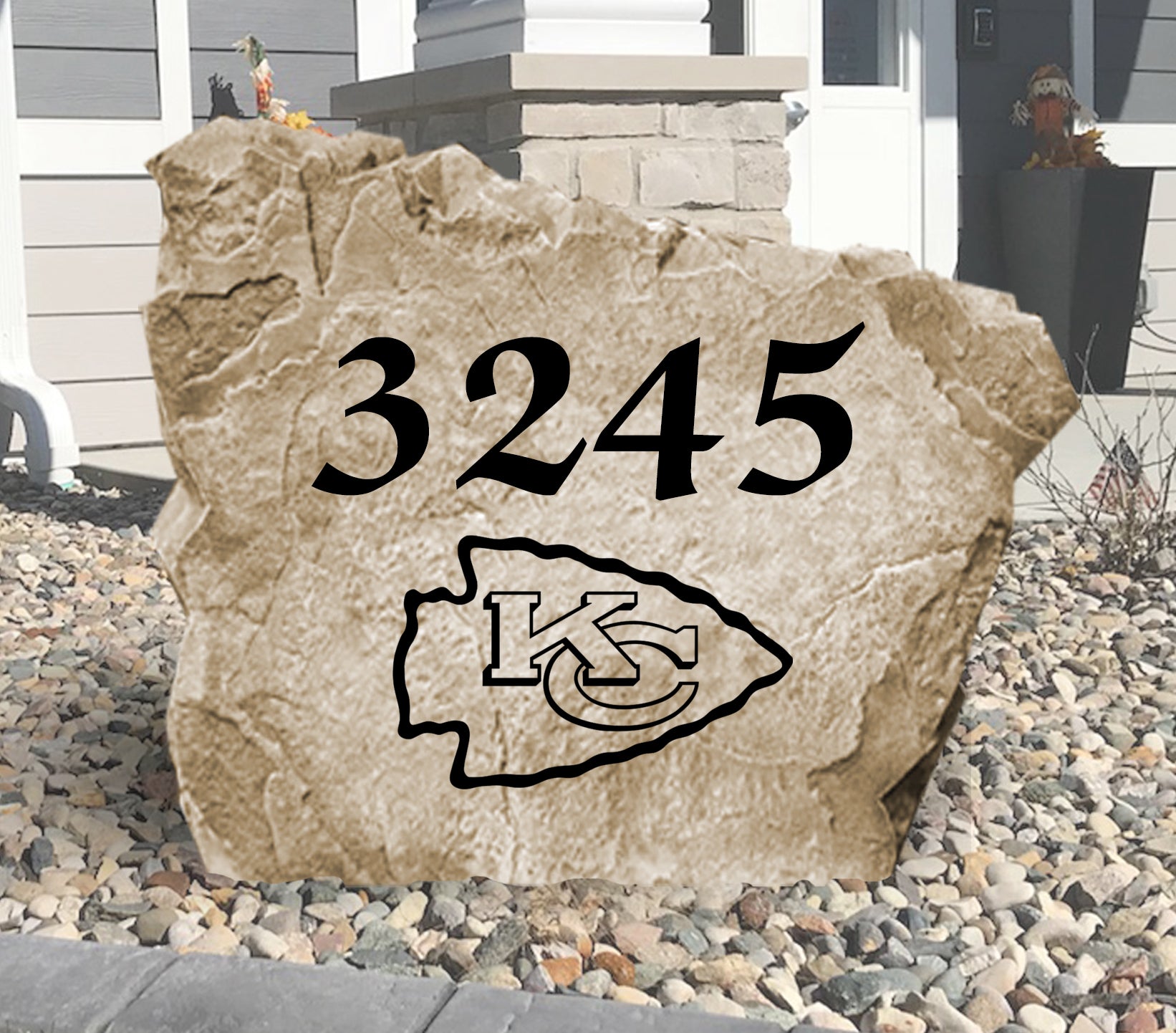 Kansas City Chiefs Design-A-Stone Landscape Art Address Stone