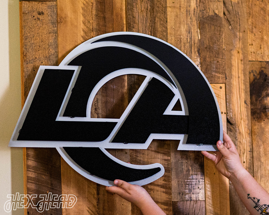 MONOCHROME - Los Angeles Rams "LA" Logo 3D Vintage Metal Wall Art