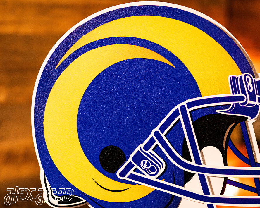 Los Angeles Rams BLITZ Collection - 8 Layer Helmet 3D Vintage Metal Wall Art