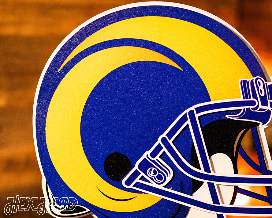 BLITZ Collection - 8 Layer Los Angeles Rams Helmet 3D Vintage Metal Wall Art