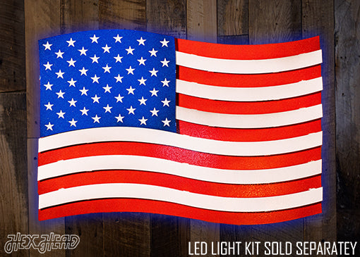 OLD GLORY! Waving American Flag 3D Vintage Metal Wall Art