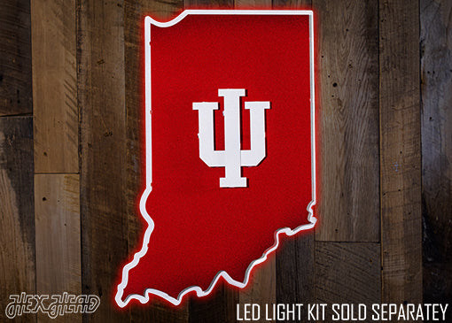 Indiana Hoosiers Trident on State 3D Vintage Metal Wall Art