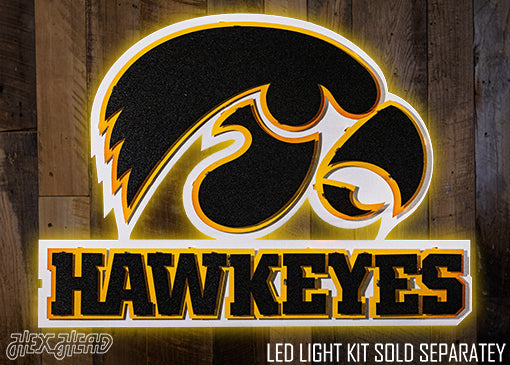 Iowa Hawkeyes Mascot with "HAWKEYES" 3D Metal Wall Art