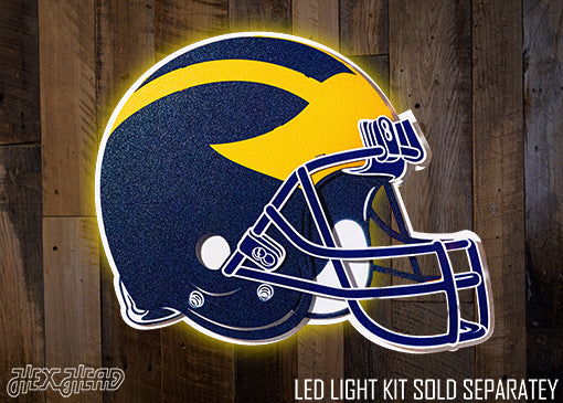BLITZ Collection- 8 Layer Michigan Wolverines "Winged" Helmet 3D Metal Wall Art