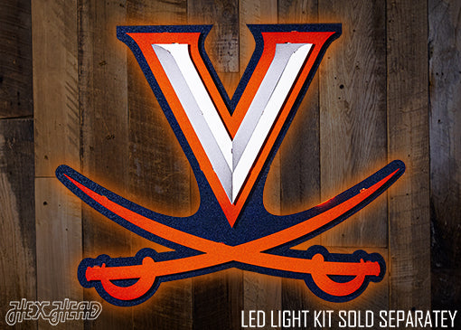 Virginia Cavaliers V on Sabres 3D Metal Wall Art