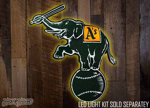 Oakland A's Green Elephant "STOMPER" 3D Vintage Metal Wall Art