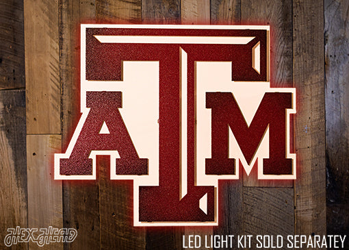 Texas A&M 3D Vintage Metal Artwork - Aggie Maroon/ White