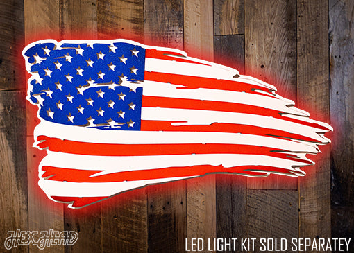 Tattered American Flag 3D Metal Wall Art