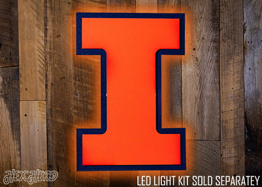 Illinois Fighting Illini Block "I" in ORANGE 3D Vintage Metal Wall Art