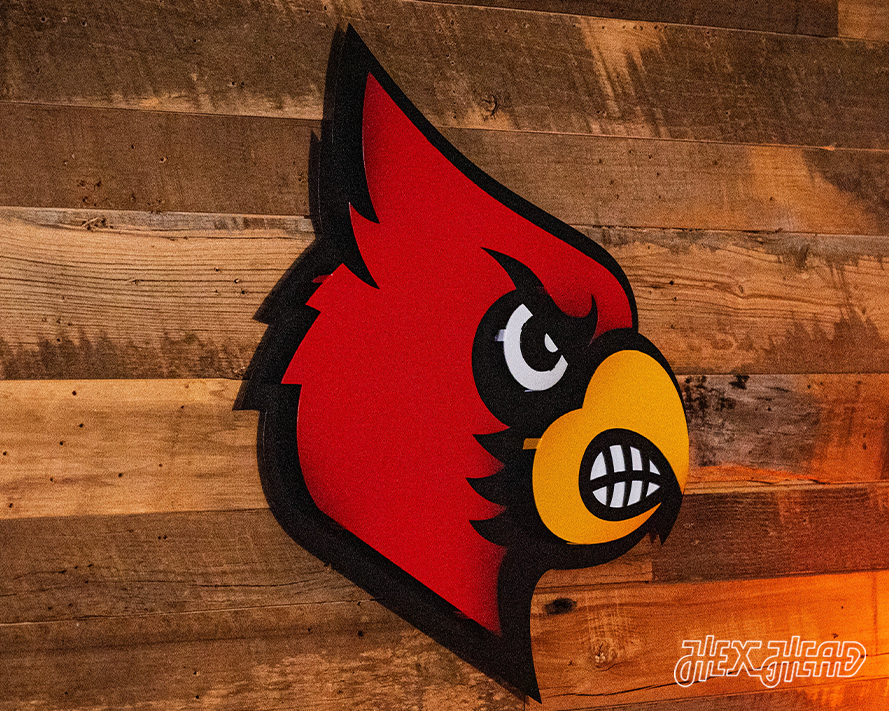 Louisville Cardinals "CARDINAL HEAD" 3D Vintage Metal Wall Art