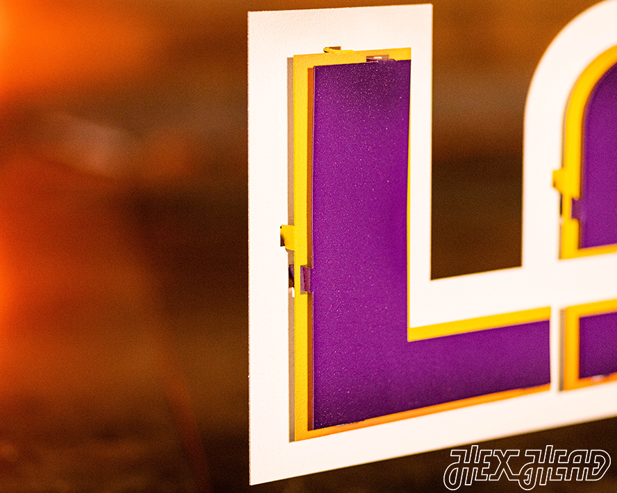 Louisiana State "LSU" Purple on Gold 3D Vintage Metal Wall Art