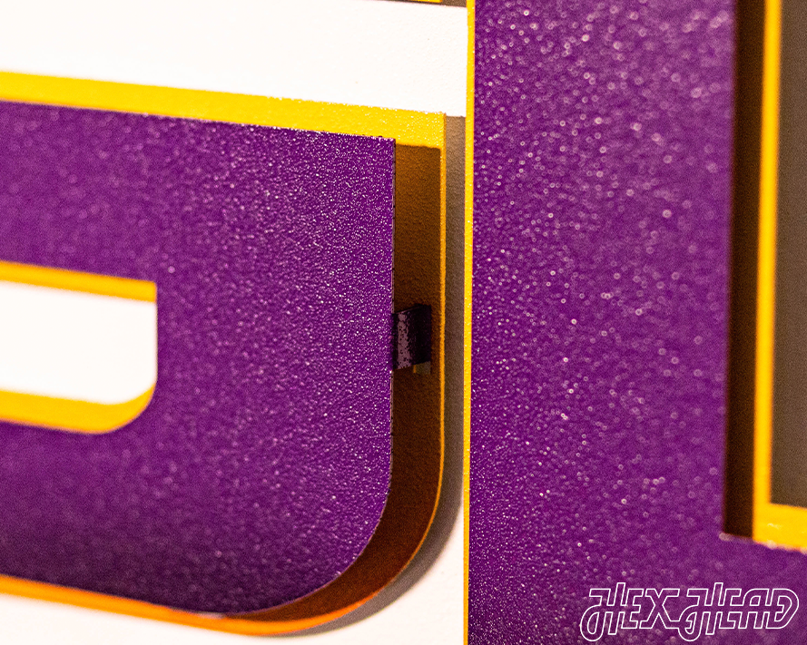 Louisiana State "LSU" Purple on Gold 3D Vintage Metal Wall Art