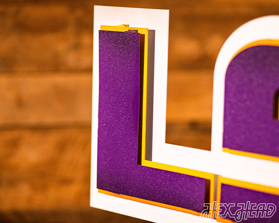 Louisiana State "LSU" Purple on Gold 3D Vintage Metal Wall Art