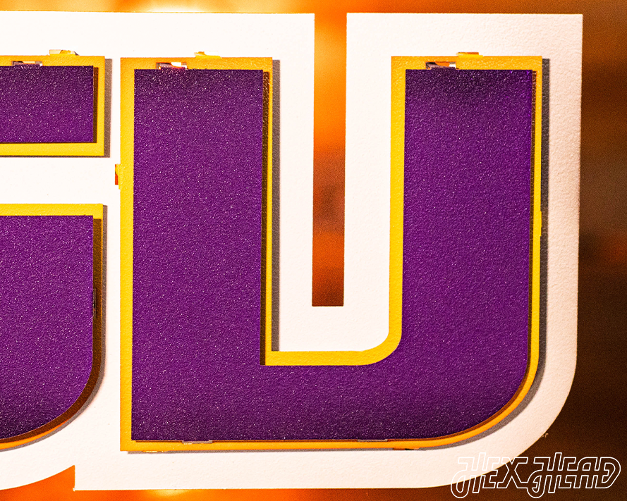 Louisiana State "LSU" Purple on Gold 3D Vintage Metal Wall Art