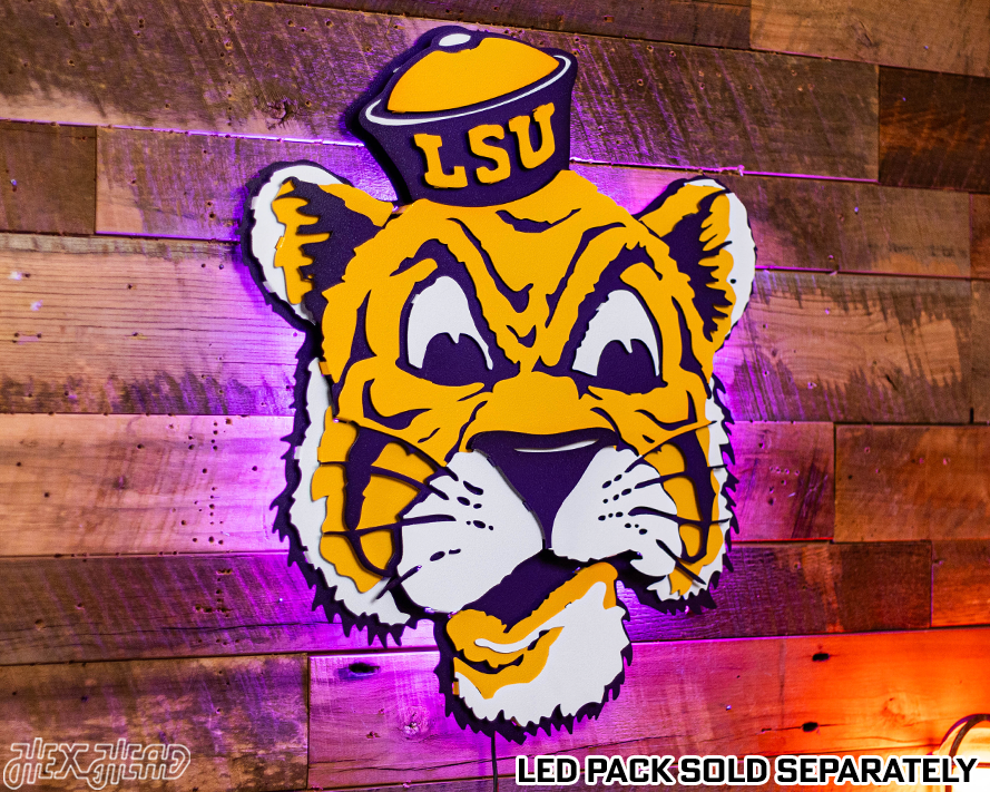 LSU VAULT Tiger 3D Vintage Metal Wall Art