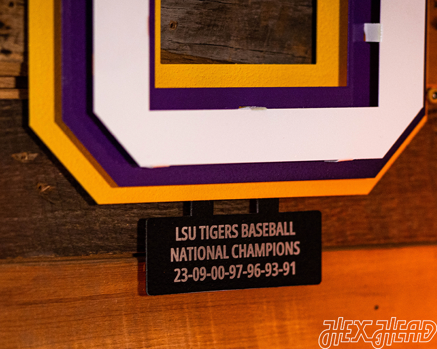 LSU Tigers Interlocking Baseball ART with FREE CHAMP ENGRAVING