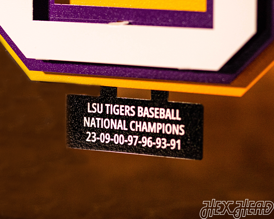 LSU Tigers Interlocking Baseball ART with FREE CHAMP ENGRAVING