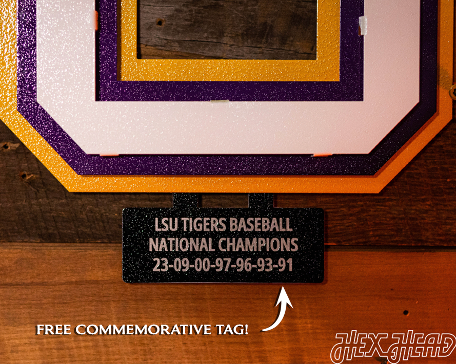 LSU Tigers Interlocking Baseball ART with FREE CHAMP ENGRAVING