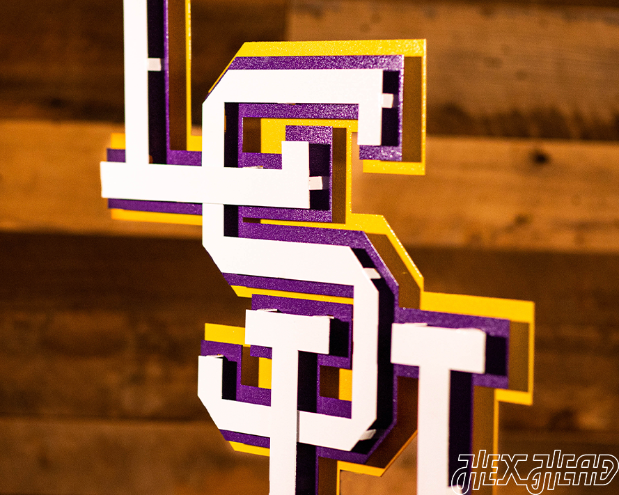 LSU Tigers Interlocking Baseball ART with FREE CHAMP ENGRAVING