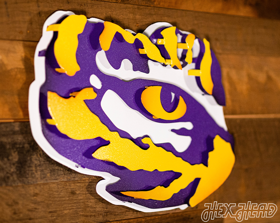 LSU "Tiger Eye" 3D Vintage Metal Wall Art