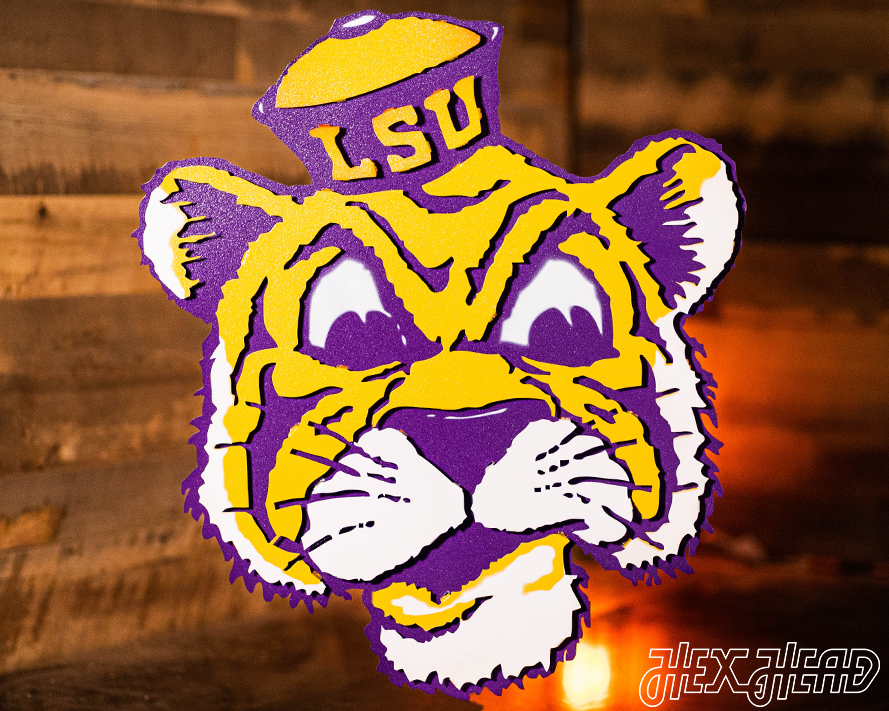 LSU VAULT Tiger 3D Vintage Metal Wall Art