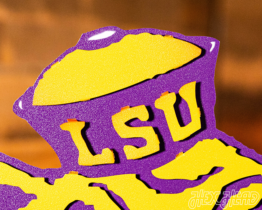 LSU VAULT Tiger 3D Vintage Metal Wall Art