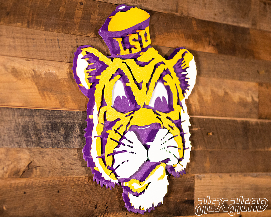 LSU VAULT Tiger 3D Vintage Metal Wall Art