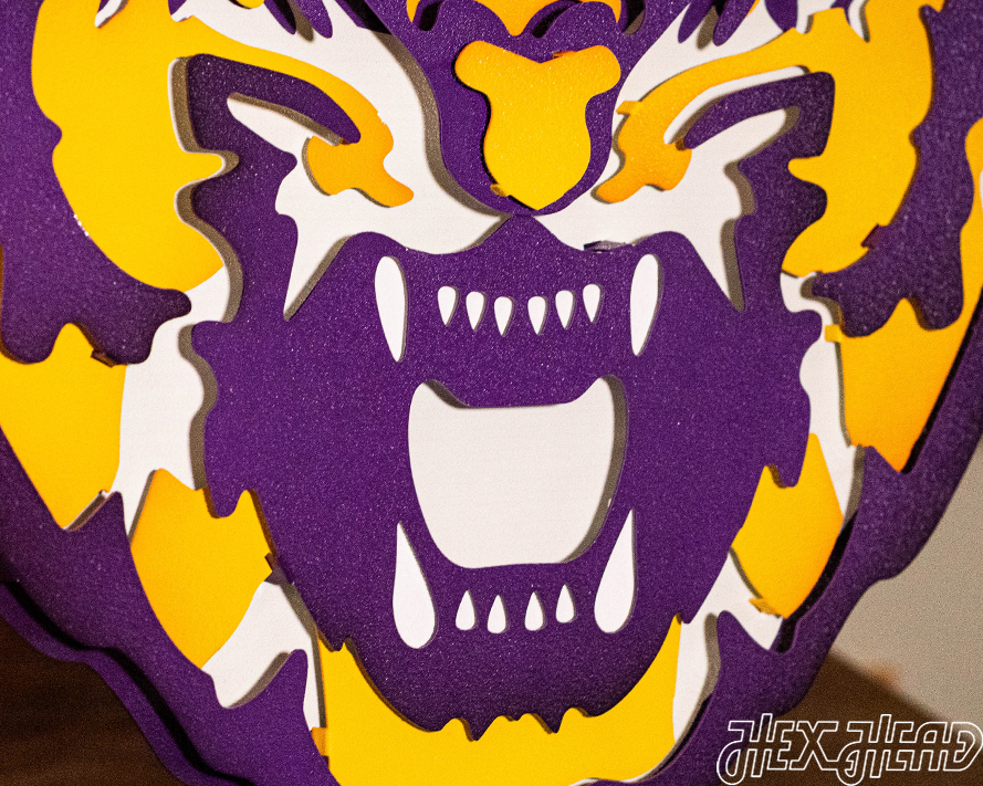 LSU Iconic Tiger Head 3D Metal Wall Art