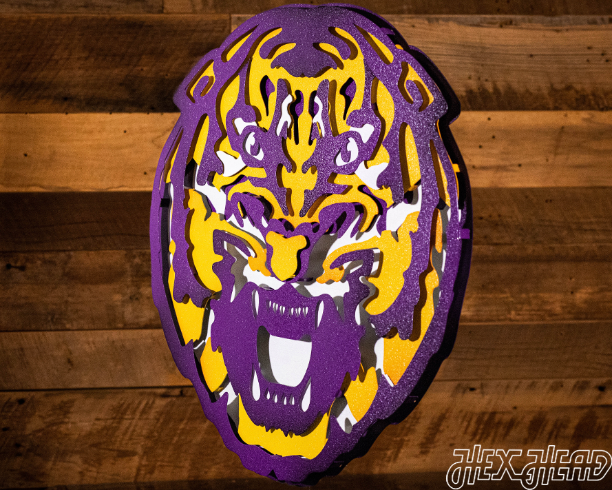 LSU Iconic Tiger Head 3D Metal Wall Art