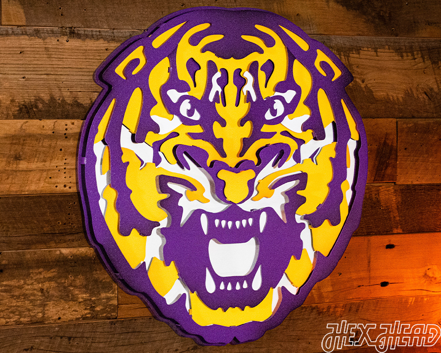 LSU Iconic Tiger Head 3D Metal Wall Art