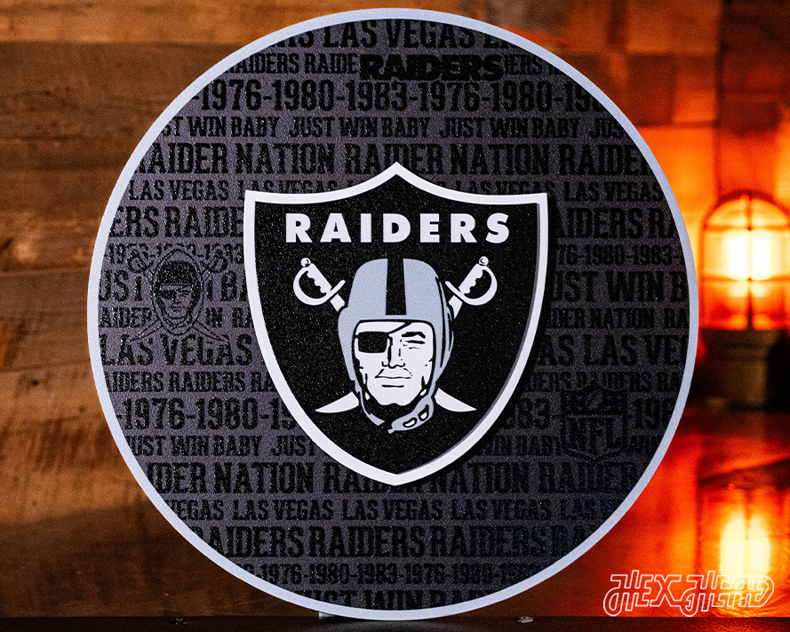 Las Vegas RAIDERS 3D Vintage Metal Wall Art - Hex Head Art