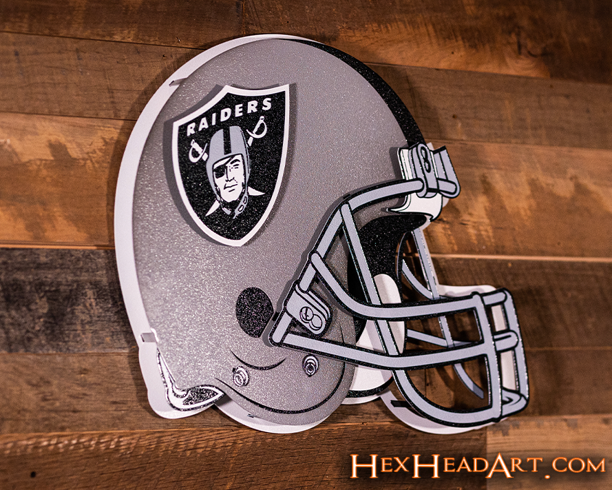 BLITZ Collection - 8 Layer Las Vegas Raiders Helmet 3D Vintage Metal Wall Art